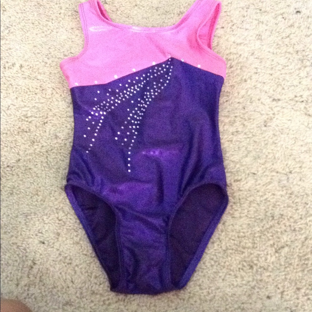 Pink and purple gymnastics leotard